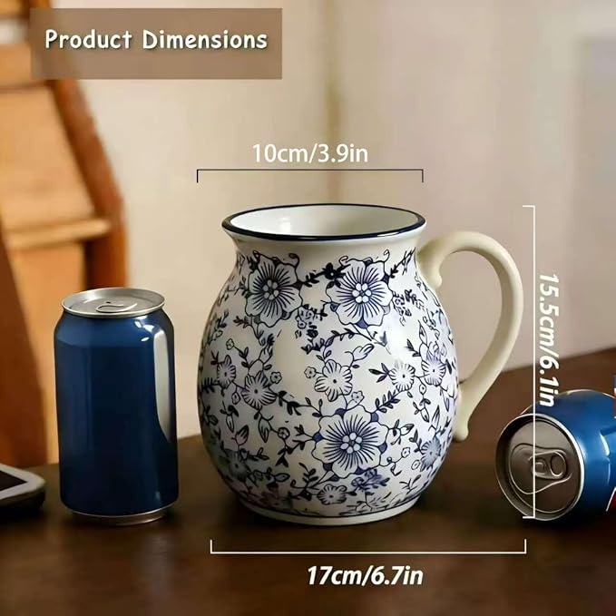 Farmhouse Ceramic Utensil Holder, 6.1"Rustic Cooking Utensil Holder | Utensil Organizer Crock with Handle for Kitchen Counter, Vintage Countertop Home Decor, Flower Pot, Spoon Tool Tray