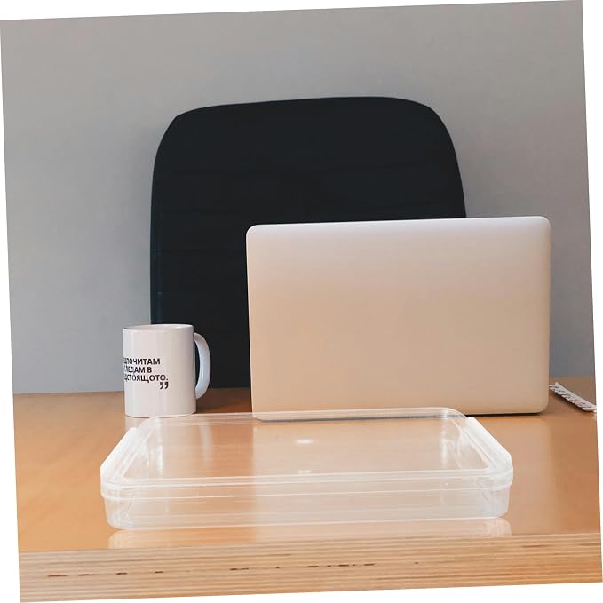 Tofficu Transparent File Organizer Box Desktop Document Holder for Cards and Photos Pet Material Neat Storage for Office Travel