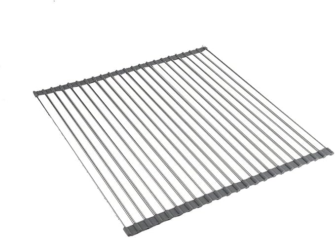 Ahyuan Roll up Dish Drying Rack Over The Sink Kitchen Roll up Sink Drying Rack Portable Dish Drainer Foldable Dish Drying Rack (Warm Gray, 20.5''X16.9'')