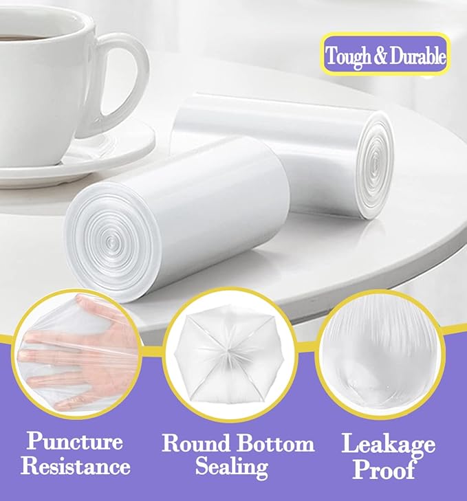 3 Gallon 180pcs Small Clear Trash Bags(Fit 2.6-3.2 Gal) Plastic Strong Clear Garbage Bags,Bathroom Trash Can Bin Liners,Waste Basket Liner,Fit 10-13 Liter, 2.5-2.6 Gallon,3.2Gallon(3-Clear180)