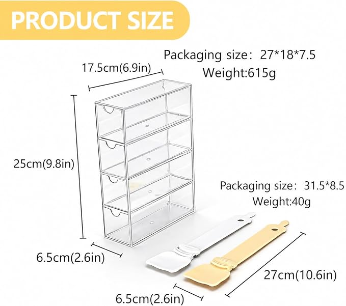 Lickable Cat Treats Organizer with 4 Drawers Clear Acrylic Cat Food Organizer for Wet Puree Tubes Countertop Treat Storage Display Container
