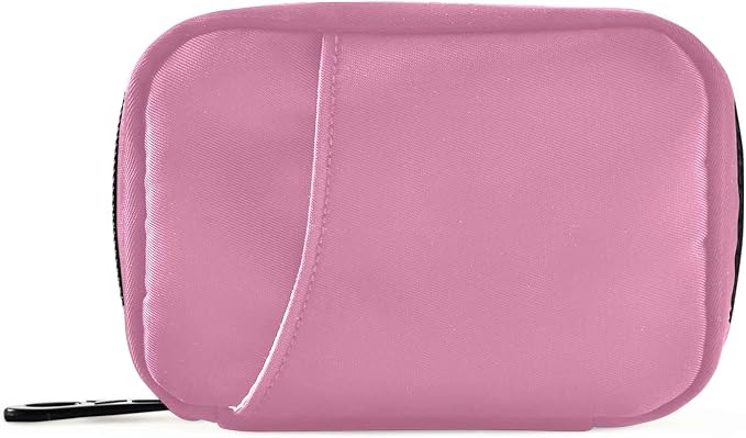 Pill Box 7 Day Pill Case Travel Pill Organizer Bag with Zipper Portable Weekly Case Compact Size for Vitamin Supplement Holder, Solid Color Pink