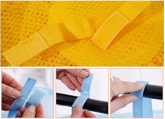 4 Tier Storage Organizer,43.5 x12 Inch Hanging Mesh Storage Basket with 2 Inch Screw-in Hooks,Folding Basket for Toys or Store Gloves,Shawls, Hats and Mittens, Attaches Easily to Any Rod (Blue)