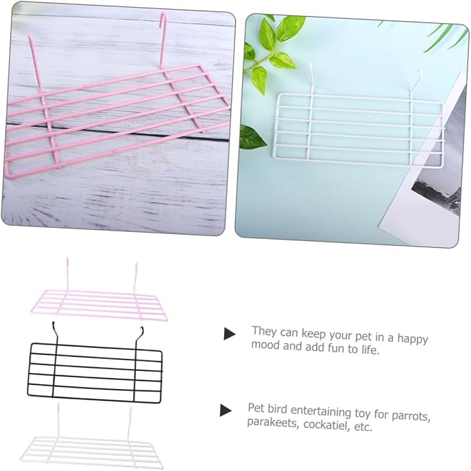 3pcs Parakeet Wall Mount Bird Platforms Iron Perch Stand for Small Parrots Cockatiels Lovebirds with Multifunctional Display Shelf for Cage