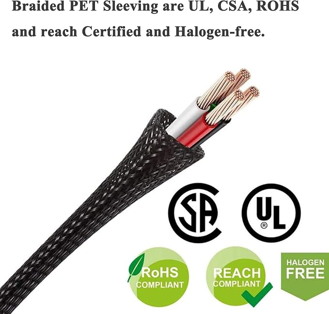 25ft - 3/8 Inch Cable Management Sleeve Protector,Wire Loom PET Expandable Wire Sleeving for Office TV Computer Home Theater Engine Bay Cord Organizer,Protect Cables from Pet Cat Dog Chewing,Black
