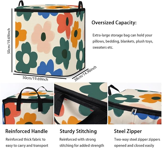 2pcs blanket storage bag for under bed,closet organizers 95L | clothing sweater sheet bedding comforter duvet quilt pillow toy storage bags with lids,dorm room essentials for containers