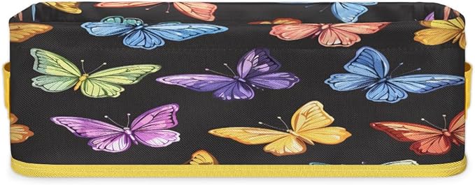 Colorful Butterflies Bathroom Storage Basket Waterproof Foldable Storage Bins with Handles Decorative Toilet Paper Storage Basket for Organizing for House Bathroom Toiletries