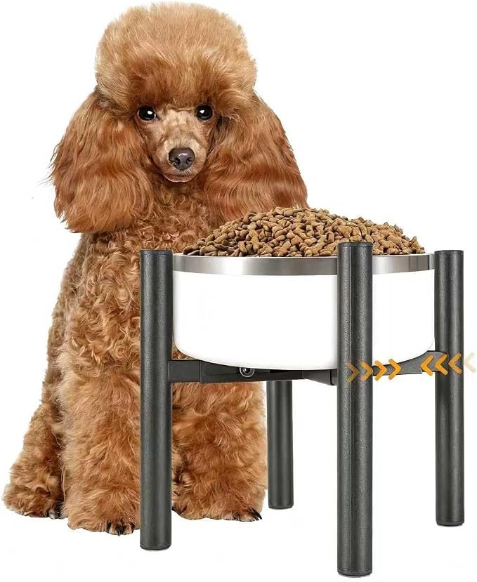 PROERR Single Dog Bowl Stand Raise 8" Tall - Without Bowls, Adjustable Wide 6-10" Lifted Pet Food Table,Dog Bowl Holder Elevated for Medium Small Dogs Breed (Anti-Slip)