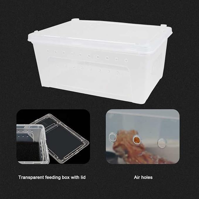 Reptiles Breeding Box, 3 Tier Reptile Terrarium Drawer Cabinet with 3 Feeding Boxes for Lizard Gecko Turtle, 31.5x22x45.5CM