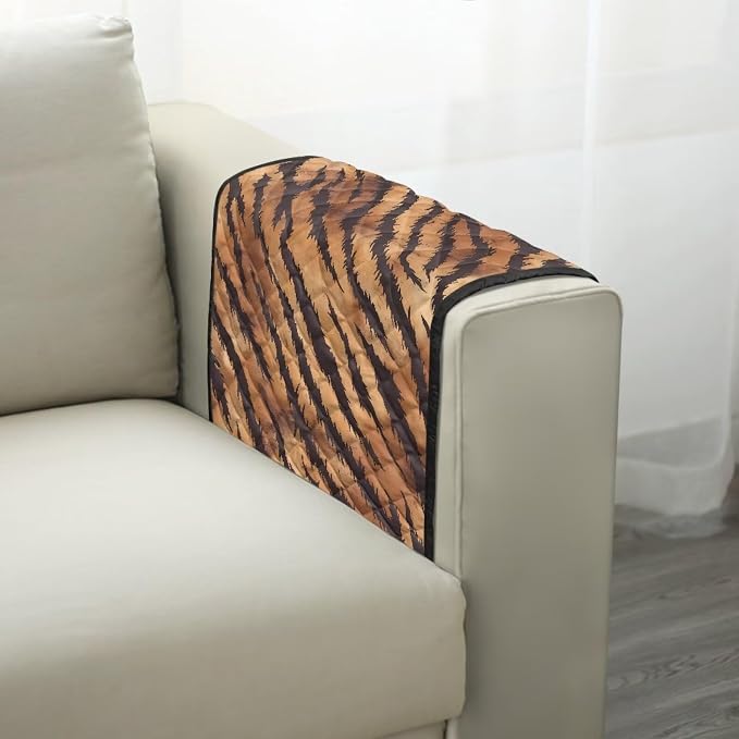 Sofa Armrest Cover Stretch Couch Arm Covers Breathable Armrest Covers for Chairs Arms Protector Keep Home Clean Scratch-Resistant Sofa Arm Cover Protect Armchair Decor Tiger Pattern