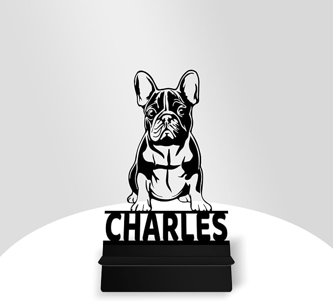Personalized Bulldog Phone Holder, Custom Name Metal Desk Stand, Cute Pet Accessories Dock, Tablet, Smartphone Display Stands, Gifts for Friends, Dog Lovers, Teens, Christmas