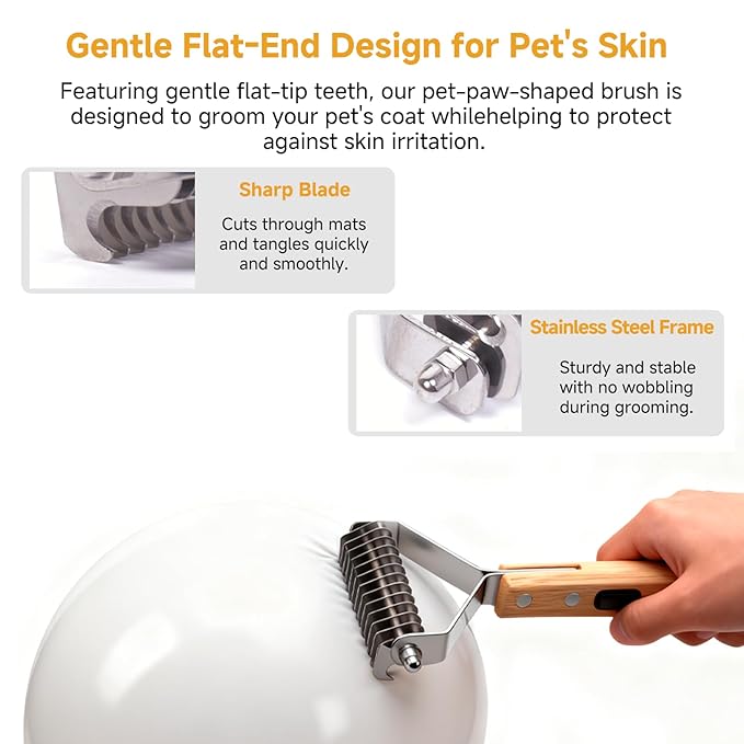 Bamboo 4-in-1 Cat Brush for Long Haired Cats, Professional Cat & Dog Deshedding Comb, Undercoat Rake Dematting Tool for Matting & Shedding, Complete Pet Grooming Kit for Indoor Cats