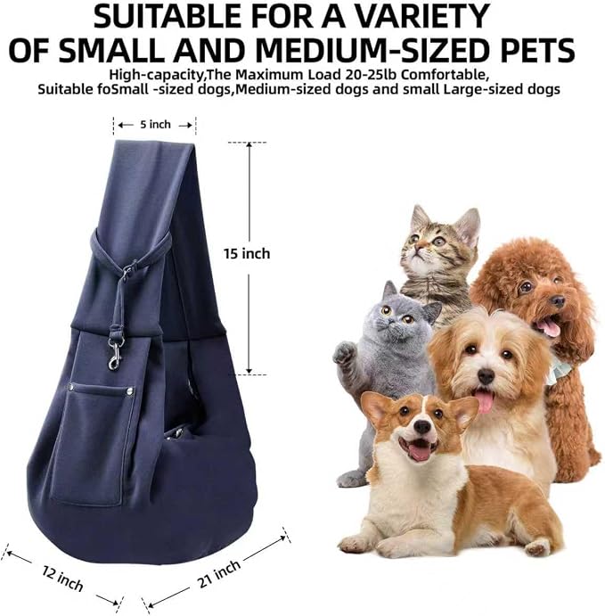 ARZQUT Dog and Cats Carrier Sling, Small Pet Carrier with Storage Pocket | Reversible Puppy Sling Carrier, Safety Buckle, Storage bag, Machine Washable for Travel, Outdoor Activitie, Hand-Free