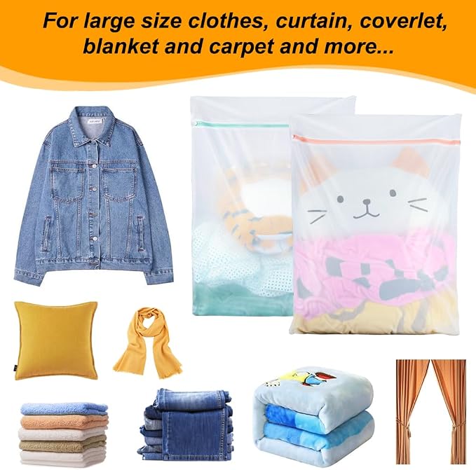 Tenn Well 2Pk 31x23" Delicates Bag Fine Mesh Oversize for Washing | Fine mesh bags for lingeries, sweaters, bed sheets, stuffed toys, oversize