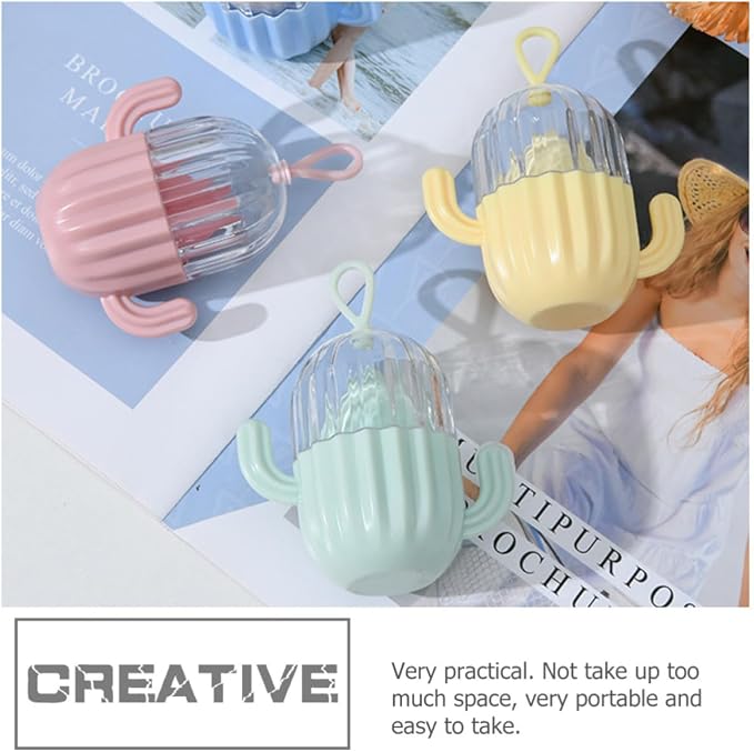Makeup Sponge Storage Boxes Organizer Case Cactus Shape 5pcs Portable Cosmetic Powder Puff Holders with Pp and Pet Material for Women Desktop Decoration