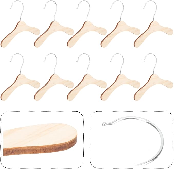 BESPORTBLE Wooden Dog Hangers 8.66 Inch Wear-Resistant Pet Clothes Hangers for Large Dog and Cat Clothing, Portable Daily Use Replaceable Small Pet Clothes Organizer