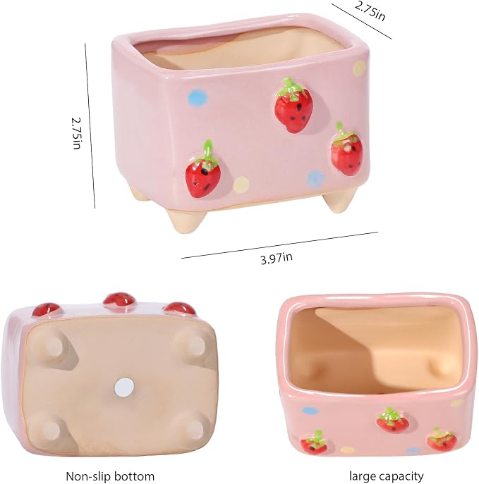 Ceramic Strawberry Pen Pencil Holder Cute Pen Holder for Desk Decoration Accessories Strawberry Decor Office School Ideal Gifts
