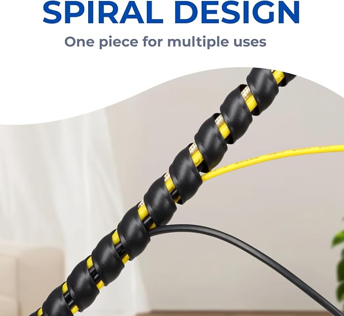5/8" Spiral Cable Wrap, Plastic Wire Wrap Cord Protectors from Pets No Chew, Spiral Cable Management Sleeve Organizer for Computer Electrical Hydraulic Hose Protector (White, 10ft)