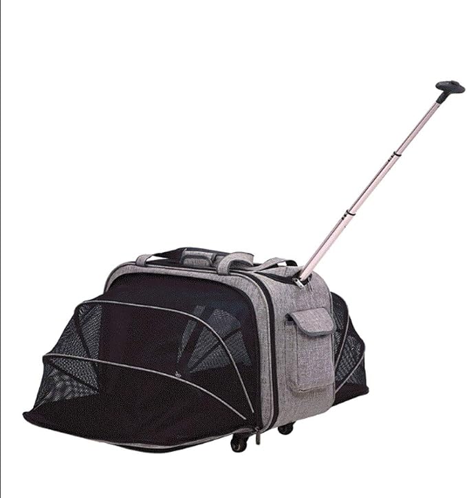 Pet Car, Rolling Backpack Puppy Wheels Luggage Bag for Dogs Small Animal Size:，66 * 32 * 38cm