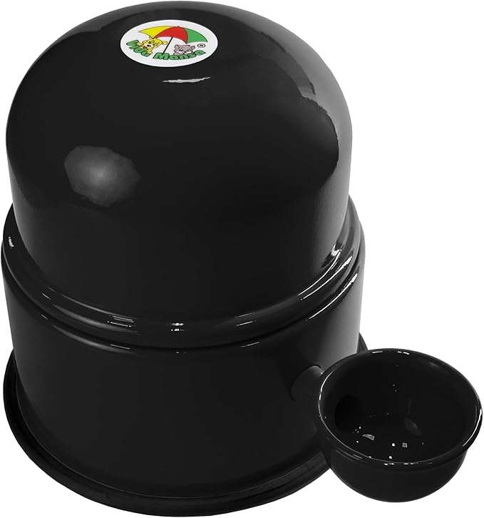 Pet Water Dispenser for Dogs and Cats, 47.3 oz – Gravity-Fed Aluminum Water Bowl, Prevents Wet Fur, Provides Continuous Fresh Water, Electrostatic Coated Finish, Vida Mansa (Black)