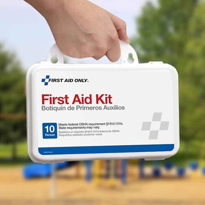First Aid Only 6060 All-Purpose 10-Person Emergency First Aid Kit for Business, Worksite, Home, and Car, 57 Pieces