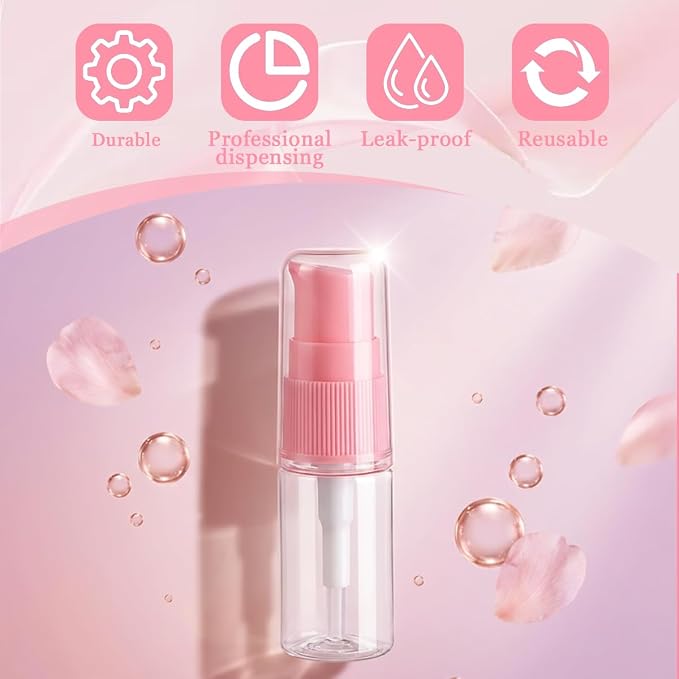 6 Pack Empty 10ml Plastic Pump Bottles Cream Shampoo Lotion Pump Bottle Refillable Sample Travel Bottles Toiletries Liquid Container Jar Pot Vial for Cosmetic Make-up (Transparent)
