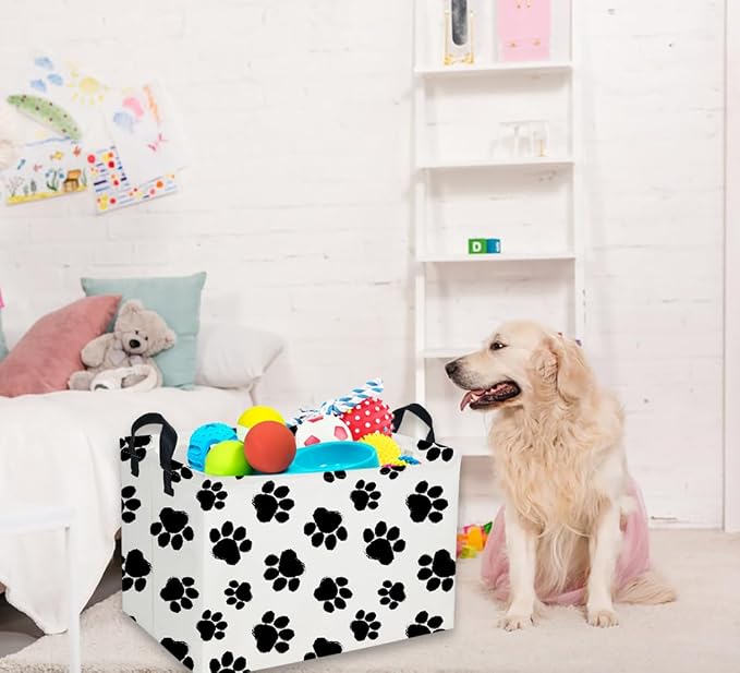 Rectangle Dog Baskets Paw Basket Cute Storage Bin Fish Box for Room Decor Gift Basket(Dog paw)