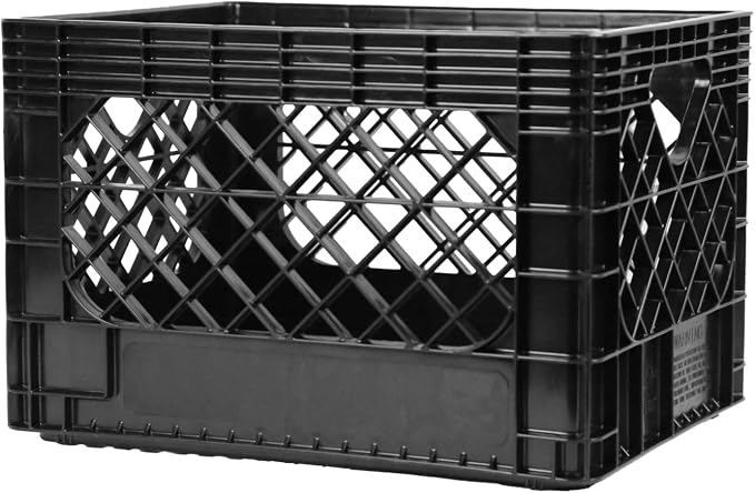 JEZERO 20 Quart Heavy Duty Plastic Crate | Stackable Multi-Purpose Storage Bin for Garage, Home, Office, Groceries, Outdoor, Camping & Kayaking | Black Utility Tote, 17" x 13" x 11"