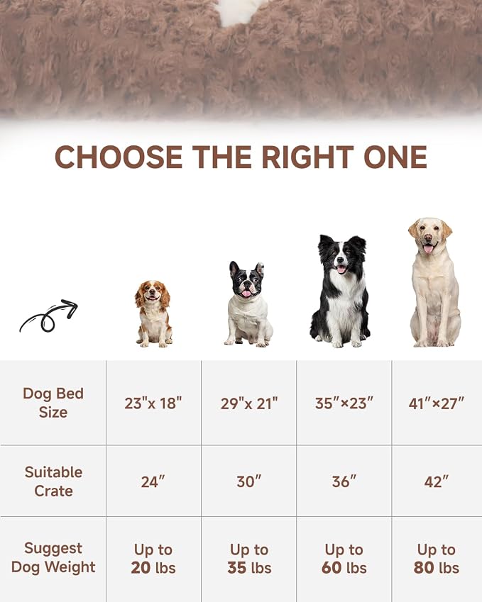 KSIIA Washable Dog Bed Medium Size Dog Crate Bed Pet Mat 29"x21" Brown | Deluxe Plush Comfy Kennel Pad, Anti-Slip Bottom,Deep Sleeping Mat for Medium Dogs,Machine Washable for Easy Cleaning