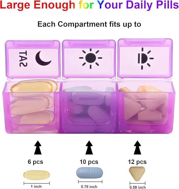 Weekly Pill Organizer 7 Day 3 Times A Day Large Compartments, Gray | Moisture-Proof Large Compartments Pill Case Portable Travel Medication Reminder for Compartments Supplements
