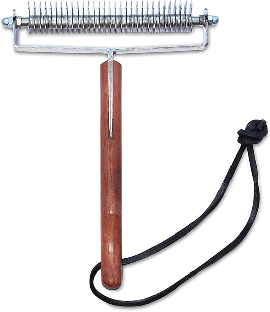 Mars Coat King Triple Wide Dematting Undercoat Grooming Rake Stripper Tool for Horses, Stainless Steel with Wooden Handle, Made in Germany, 30 Blade Heavy Coat