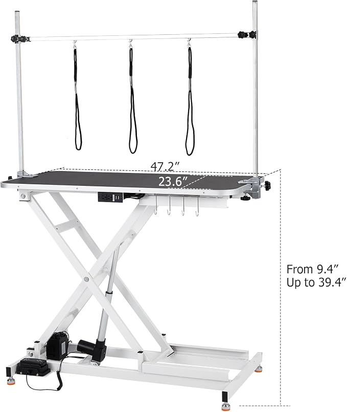 Professional Electric Grooming Table for Dogs At Home, Capacity 264 LBS Dog Grooming Table, Height Adjustable Pet Grooming Table With Dog Grooming Arm, Anti Slip Tabletop, Tool Organizer