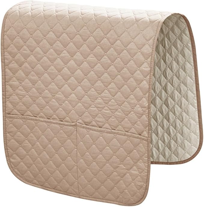 Anti-Slip Arm Rest Covers for Sofa Organizer Polyester Pongee Waterproof Couch Arm Covers with Side Pocket Arm Chair Covers, Arm Chair Bedside Storage(Beige)