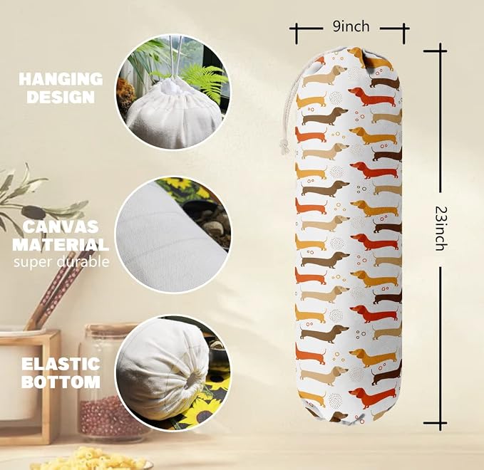Dog Pattern Grocery Bags Holder Organizer - Wall Mount Plastic Bags Storage Container Dispensers, Perfect Gifts for Dog Lovers