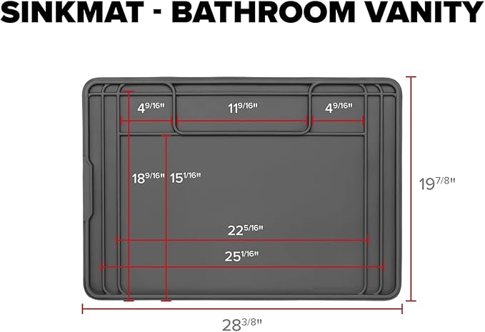 WeatherTech SinkMat – Waterproof Under Sink Liner Mat for Kitchen Bathroom – 28” x 19” Inches - Durable, Flexible Tray – Home undersink Organizer Must Haves, Black
