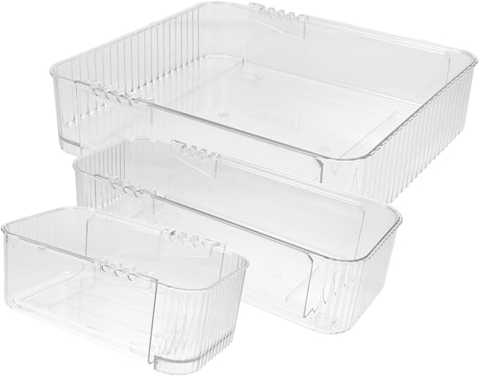 PRETYZOOM 3pcs Expandable Drawer Organizer Tray Drawer Storage Bins for Kitchen Office and Bathroom Pet Material Dividers for Neat Organization