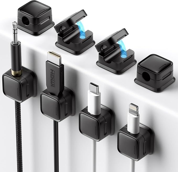 8 Pack Magnetic Cable Clips, Strong Adhesive Cord Organizer for Desk