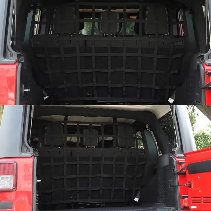 Car Nets Dog Barrier Protector Isolation Pet Net Trunk Safety Mesh For Jeep For Wrangler JK JL For Gladiator JT 2007-2023 Interior Moulding Black Cargo Net