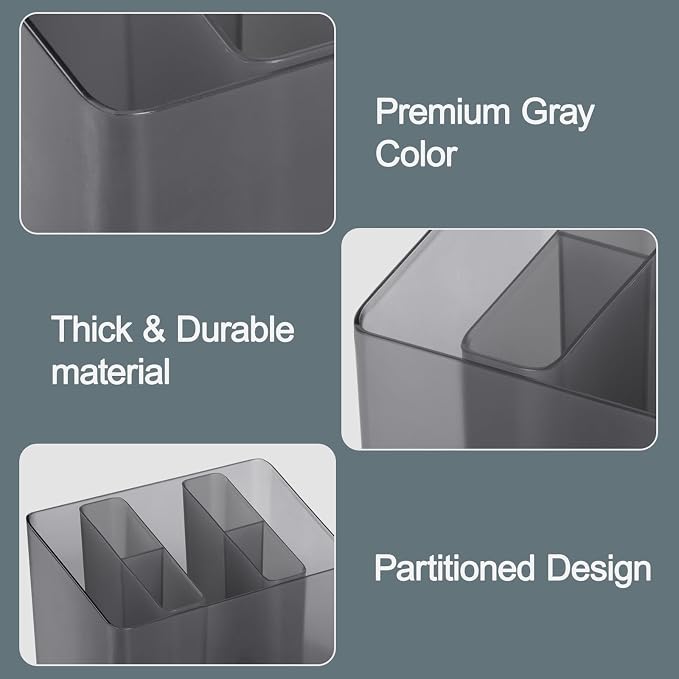 Medicine Cabinet Organizer, Durable Plastic Storage with 2 Small Removable Dividers, Specially Designed for Bathroom Medicine Cabinet, 6.6x4.1x3.2 inches, Matte Grey
