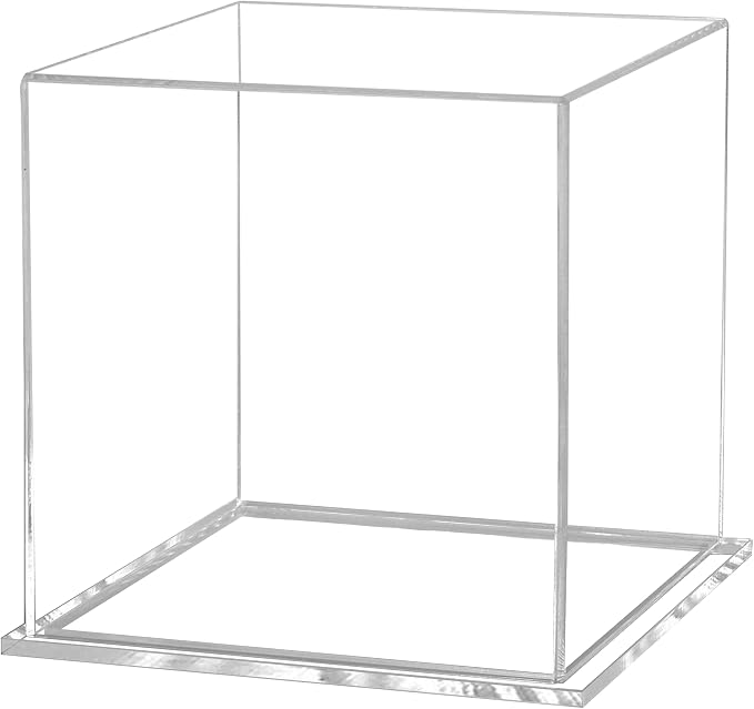 12" x 12" Clear Acrylic Display Box with Thick Clear Base Versatile Lucite Retail Product Dust Cover for Collectibles and Memorabilia by Marketing Holders