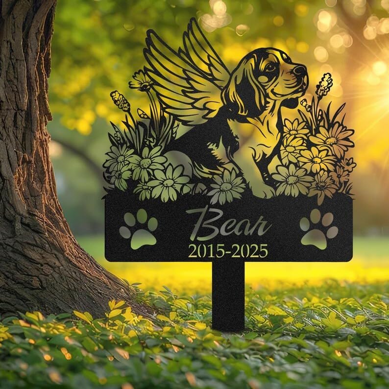 Personalized Beagle Garden Stake, Custom Pet Loss Gift, Garden Tribute
