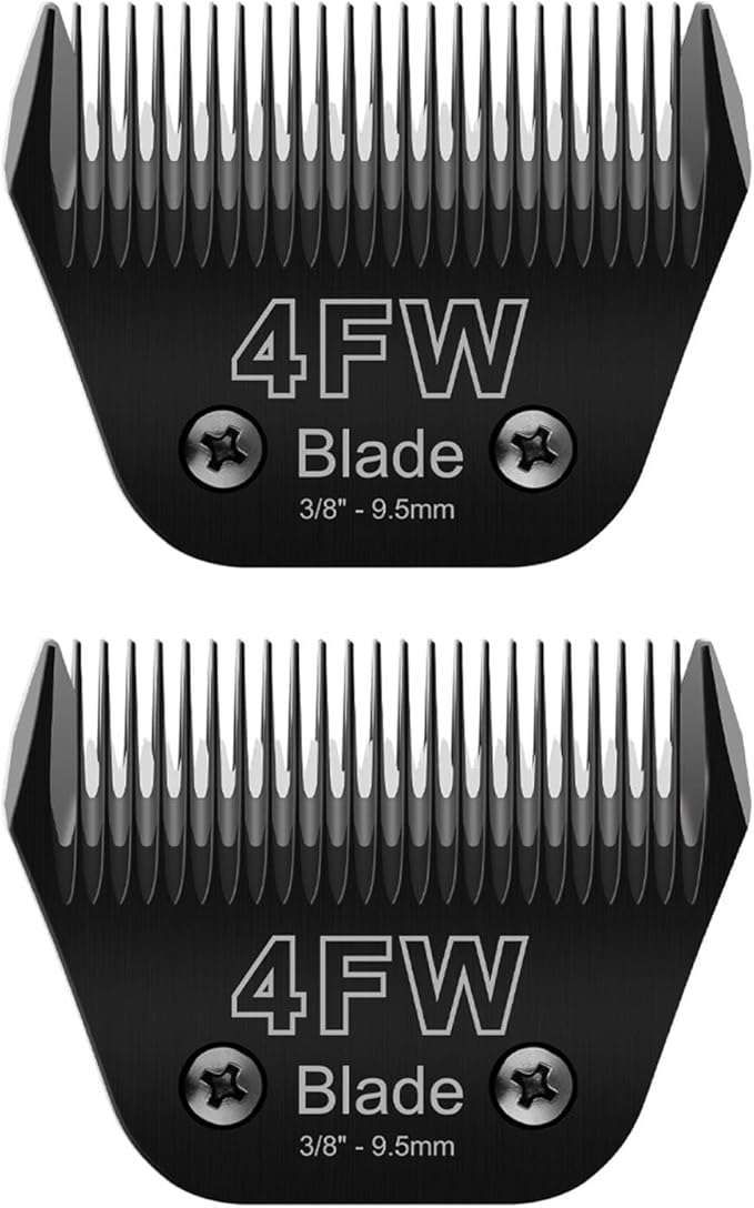 2PCS 4FW Wide Blades for Pet Grooming Compatible with Andis Clippers,Stainless Steel Clipper Blades Compatible with Oster A5,Wahl km10 for Animal Dog,Cat,Horse,Black