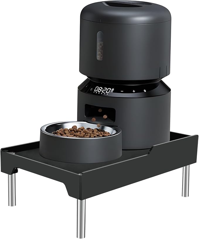 Beautyflier Raised Dog Feeder Stand Elevated Holder for Automatic Cat & Dog Feeders Pet Water Bowl Dispenser Stand Adjustable Fits Small Jugs Holds 5KG, Black (Holder ONLY)