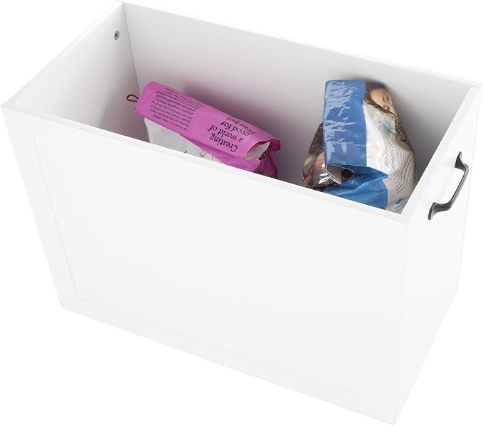 Elevated Dog Bowls with Storage - 16-Inch-Tall Feeding Tray with Hidden Storage Space for Pet Supplies - 50oz Capacity Bowls by PETMAKER (White)