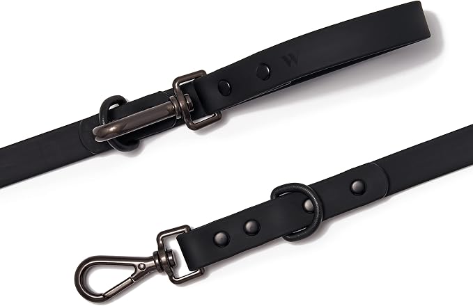 Wild One Nylon Adjustable Length Leash 5.5 Feet and Poop Bag Carrier Set, Waterproof, Odor Resistant, Black
