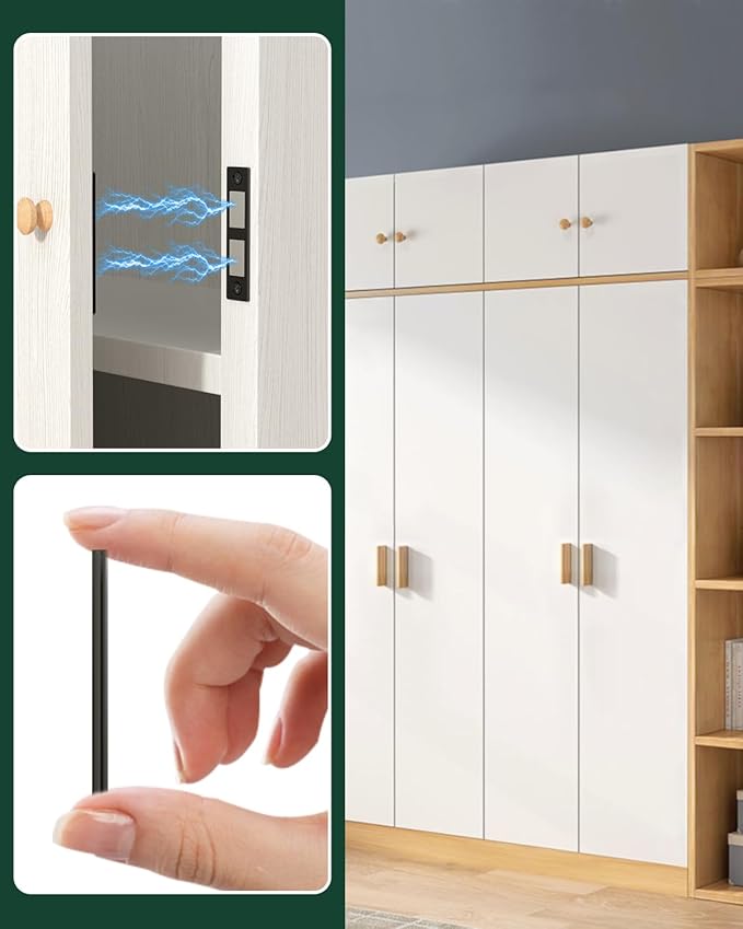 Jiayi 6 Pack Ultra Thin Magnets Latch, 30 Lb Kitchen Door Magnetic Catch Screw on Adhesive, Strong Cabinet Double Magnet Catch for Wardrobe Closet Door Drawer Wardrobe Cupboard Closing
