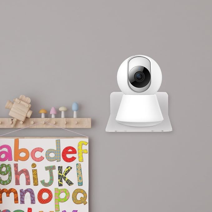 HOMSFOU 3pcs Monitor Wall Bracket Security Camera Holder for Crib Nursery Floating Shelf for IP Cameras and Speakers