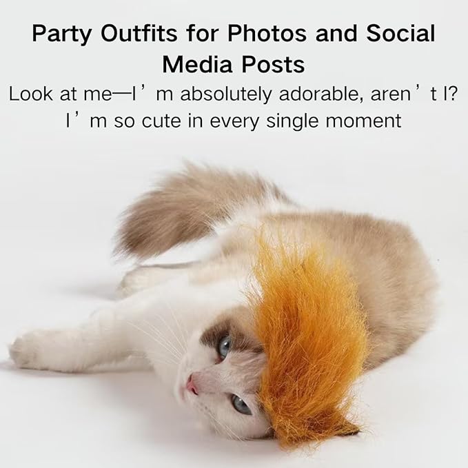 Funny Yellow Pet Wig Headband, Adjustable Elastic Long Pile Costume Accessory, Party Photo Prop for Cat Dog Rabbit (S)