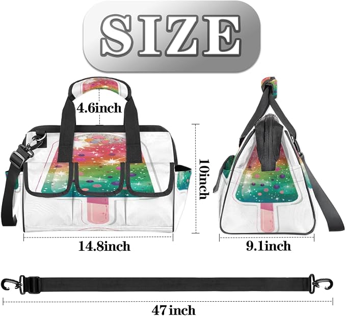 Ice Cream Heavy Duty Tool Bag 14.8 Inch Cute Ice Cream Portable Soft Tool Box Organizer Storage with Adjustable Shoulder Strap