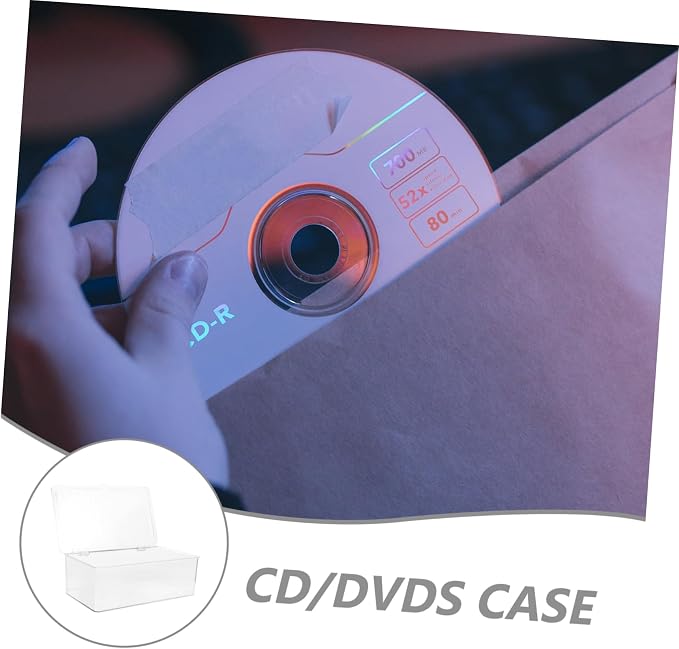 Portable DVD Storage Box with Lid, Dustproof PET Organizer | Large Capacity Container for CDs and Discs, Lightweight, Space Saving, Household Media Storage